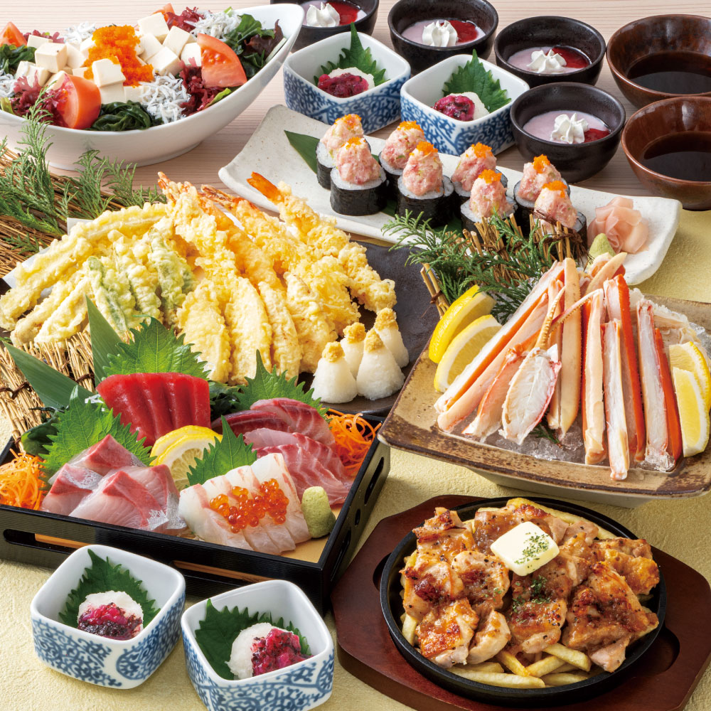 茹で本ズワイガニや天ぷら盛合せコースの画像