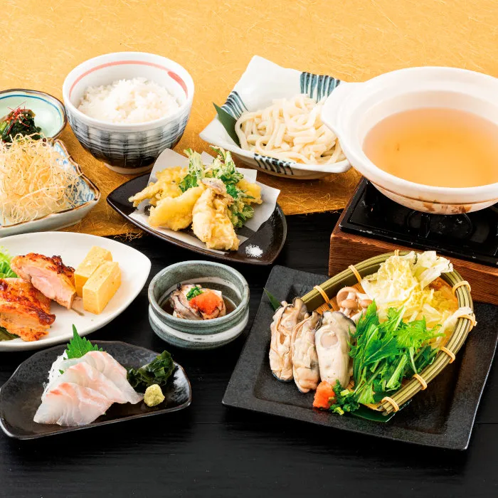 牡蠣しゃぶと天麩羅膳(昼限定)