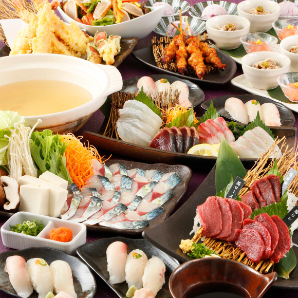プレミアム忘年会プラン <br>全9品+2時間飲み放題付<br> お一人様7,000円(税込)